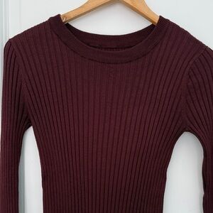 Nine West Burgundy Ribbed Sweater